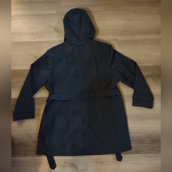 London Fog Blue Hooded Trench Coat - Picture 3 of 8